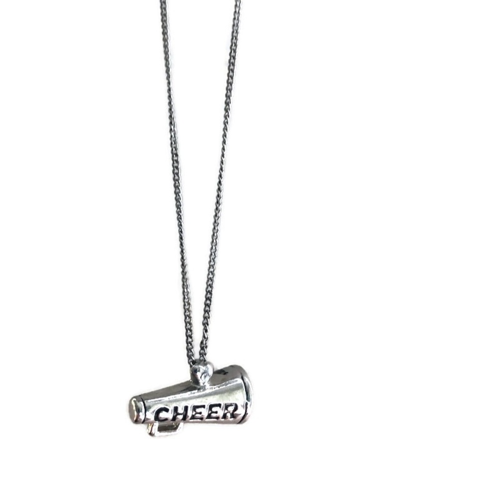 SOLD Necklace Cheer Cheerleader 14”+ Silver Tone